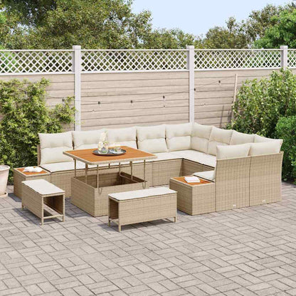 vidaXL Salon de jardin 12 pcs Beige Poly-rotin