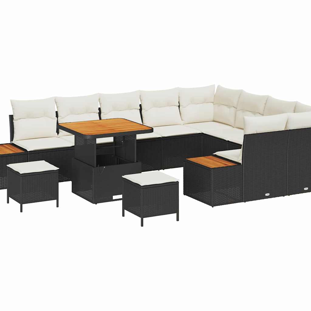 Gartensofa-set 12 pcs Schwarz Poly-Rattan