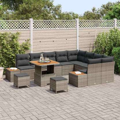 Gartensofa-set 12 pcs Grau Poly-Rattan