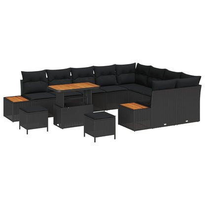 Gartensofa-set 12 pcs Schwarz Poly-Rattan