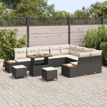 Gartensofa-set 12 pcs Schwarz Poly-Rattan