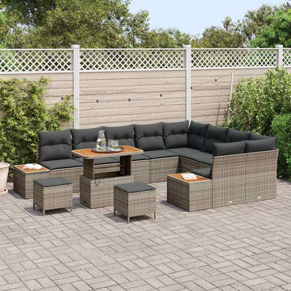 Gartensofa-set 12 pcs Grau Poly-Rattan