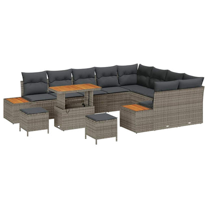 Gartensofa-set 12 pcs Grau Poly-Rattan