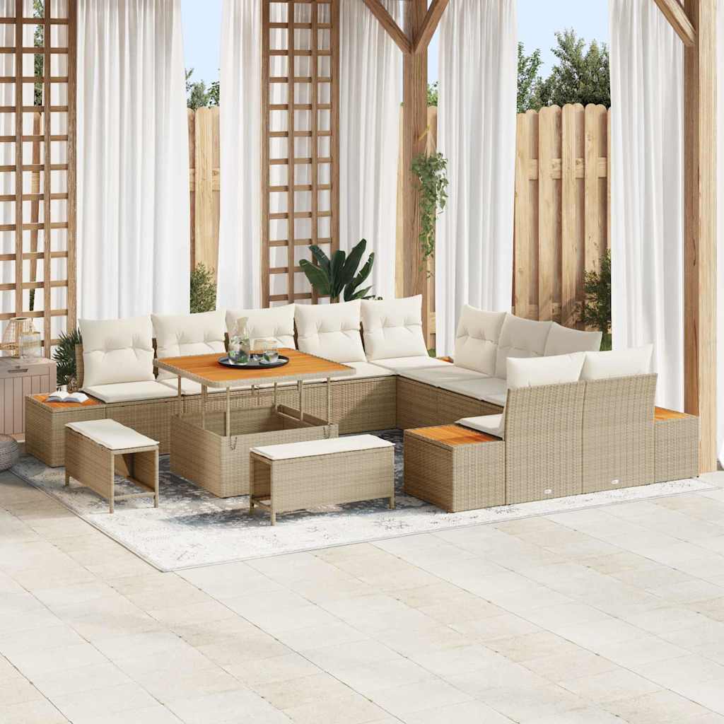 Gartensofa-set 13 pcs Beige Poly-Rattan