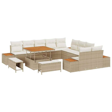vidaXL Ensemble de canapés de jardin 13 pcs Beige Rotin synthétique