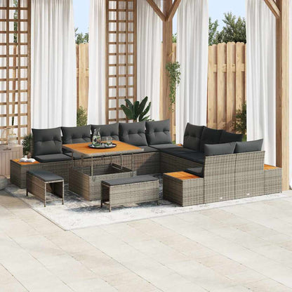 Gartensofa-set 13 pcs Grau Poly-Rattan