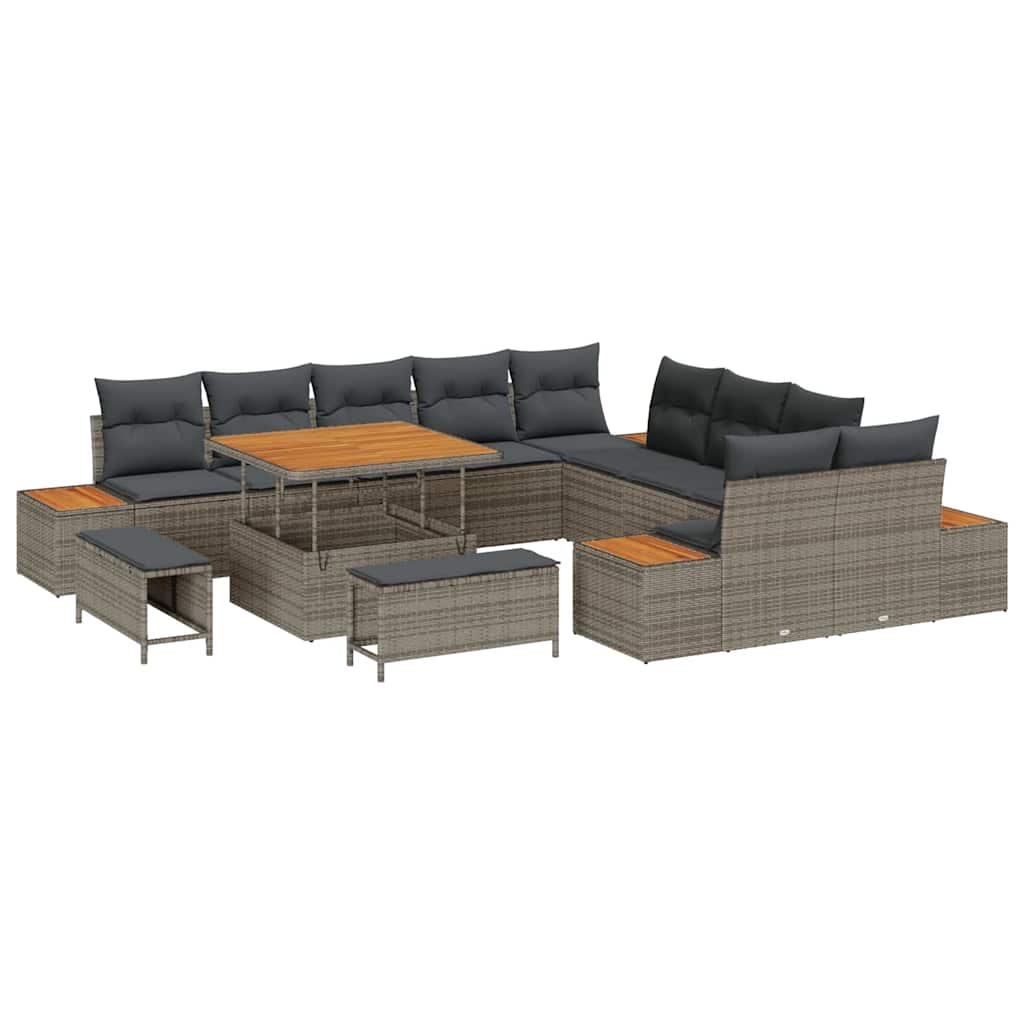Gartensofa-set 13 pcs Grau Poly-Rattan
