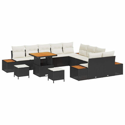 Gartensofa-set 13 pcs Schwarz Poly-Rattan
