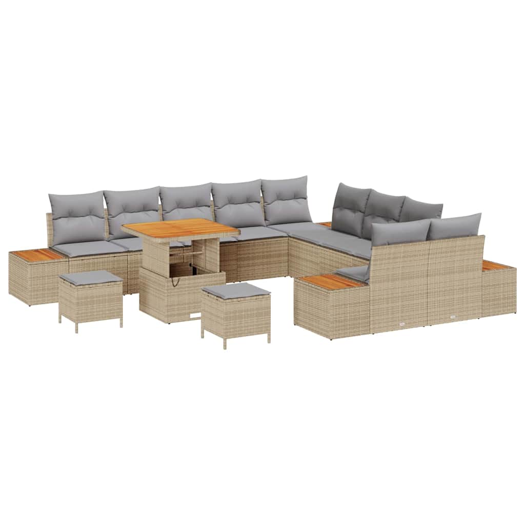 Gartensofa-set 13 pcs Beige Poly-Rattan