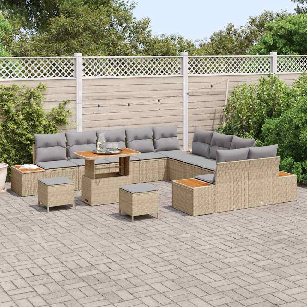 Gartensofa-set 13 pcs Beige Poly-Rattan