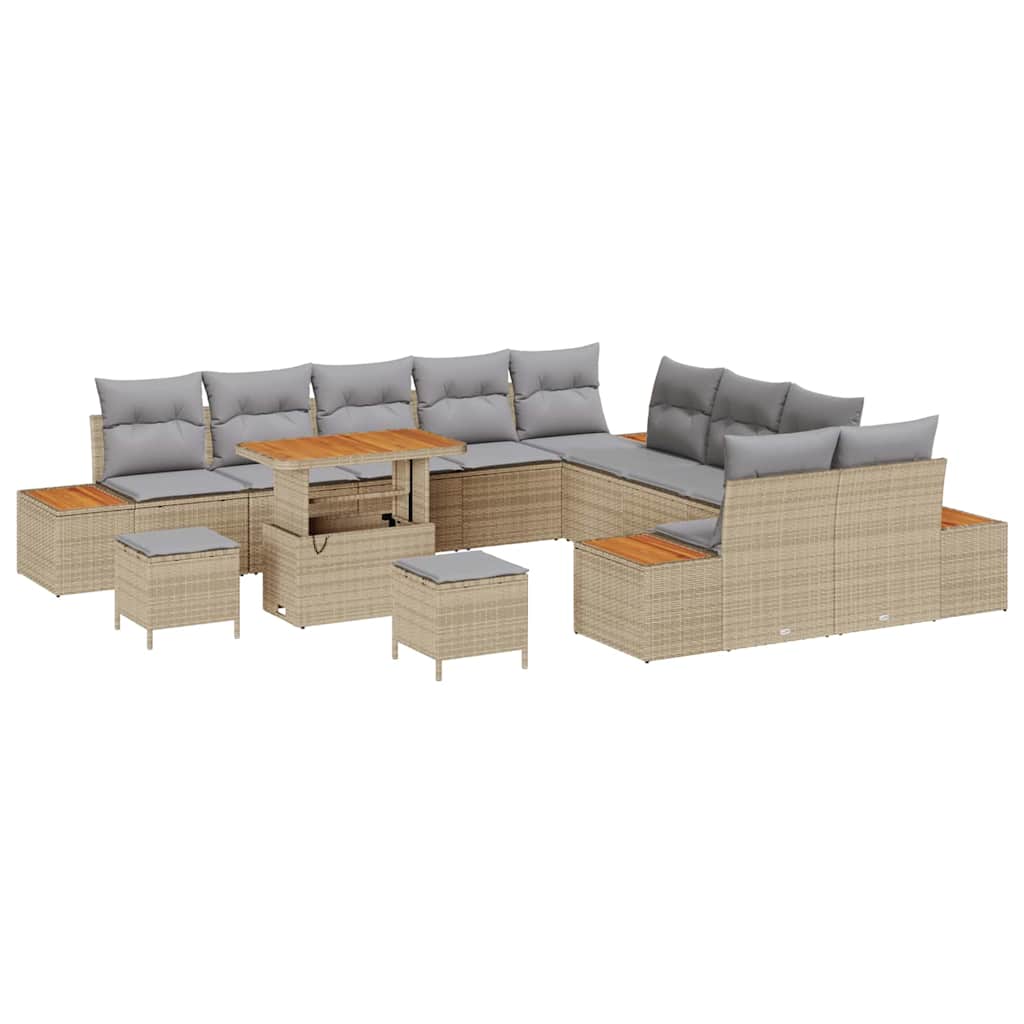 Gartensofa-set 13 pcs Beige Poly-Rattan