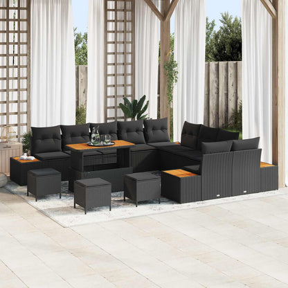 Gartensofa-set 14 pcs Schwarz Poly-Rattan