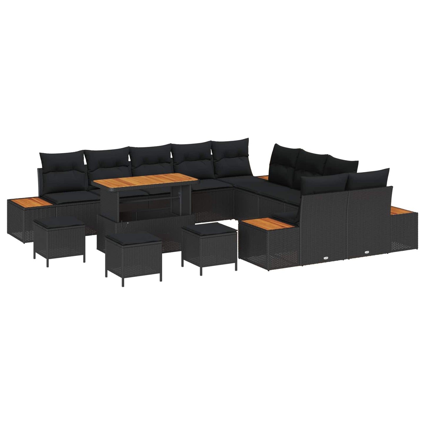 Gartensofa-set 14 pcs Schwarz Poly-Rattan