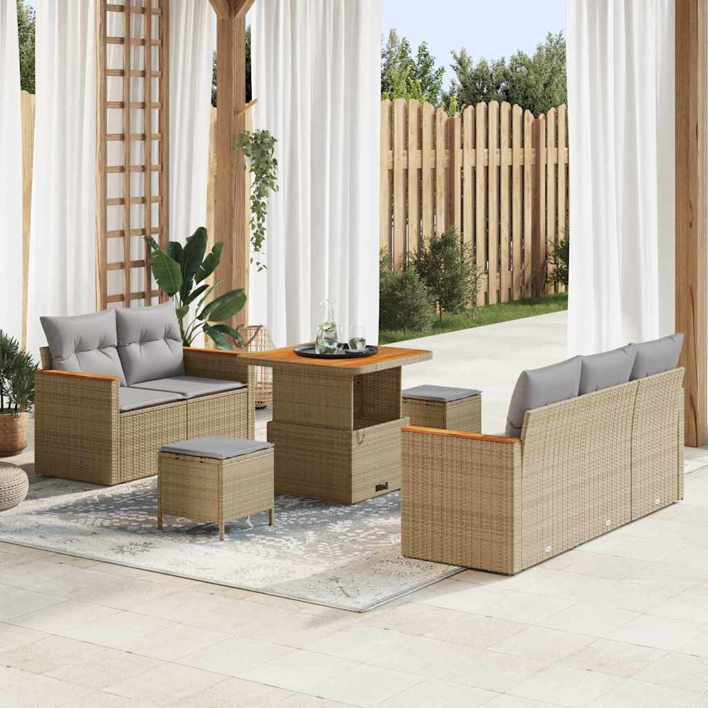 Gartensofa-set 8 pcs Beige Poly-Rattan