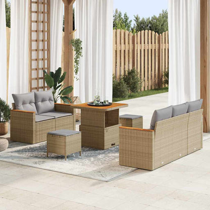 Gartensofa-set 8 pcs Beige Poly-Rattan