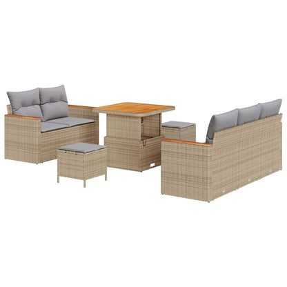 Gartensofa-set 8 pcs Beige Poly-Rattan