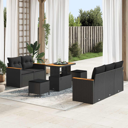 Gartensofa-set 8 pcs Schwarz Poly-Rattan