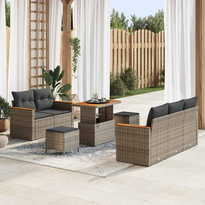 Gartensofa-set 8 pcs Grau Poly-Rattan