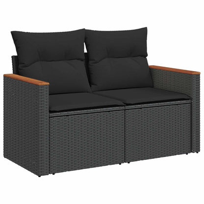 Gartensofa-set 9 pcs Schwarz Poly-Rattan