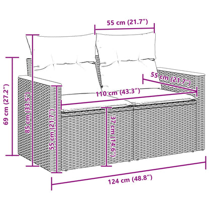 Gartensofa-set 9 pcs Schwarz Poly-Rattan