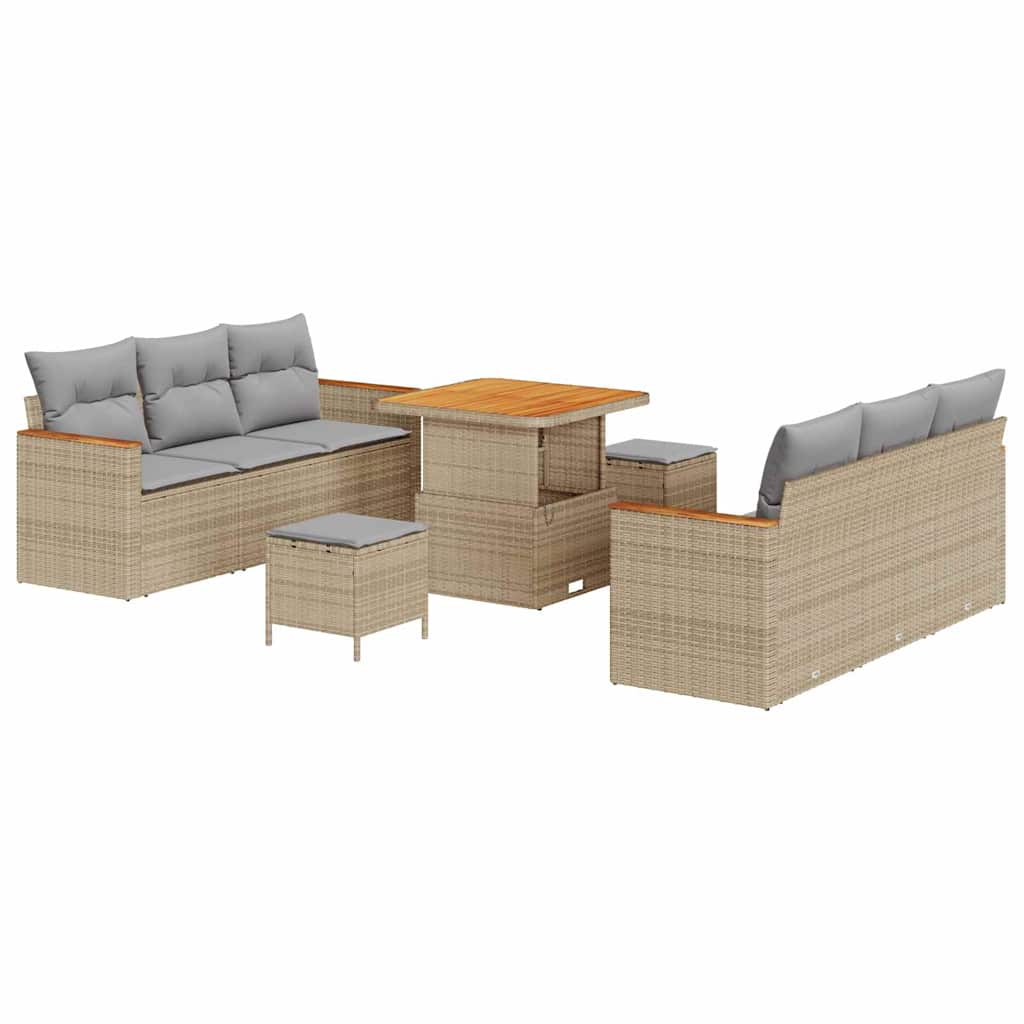 Gartensofa-set 9 pcs Beige Poly-Rattan