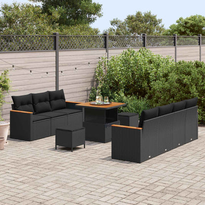 vidaXL Gartensofa-set 10 pcs Schwarz Poly-Rattan