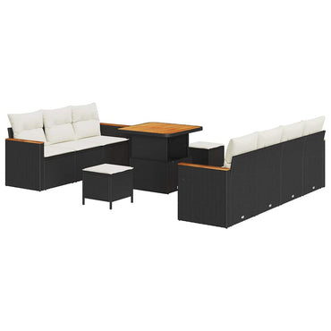 vidaXL Gartensofa-set 10 pcs Schwarz Poly-Rattan