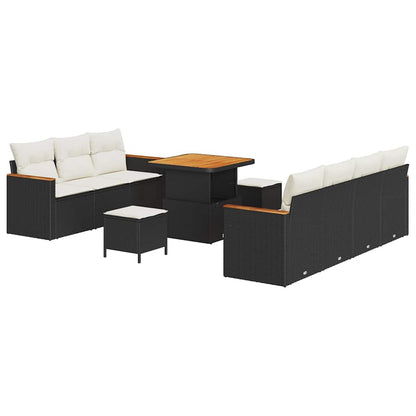 vidaXL Gartensofa-set 10 pcs Schwarz Poly-Rattan
