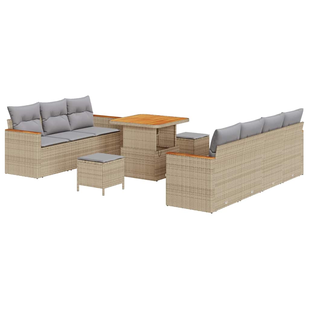 Gartensofa-set 10 pcs Beige Poly-Rattan