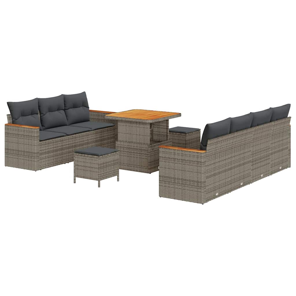 vidaXL Gartensofa-set 10 pcs Grau Poly-Rattan