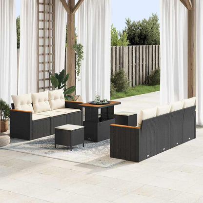 vidaXL Gartensofa-set 10 pcs Schwarz Poly-Rattan