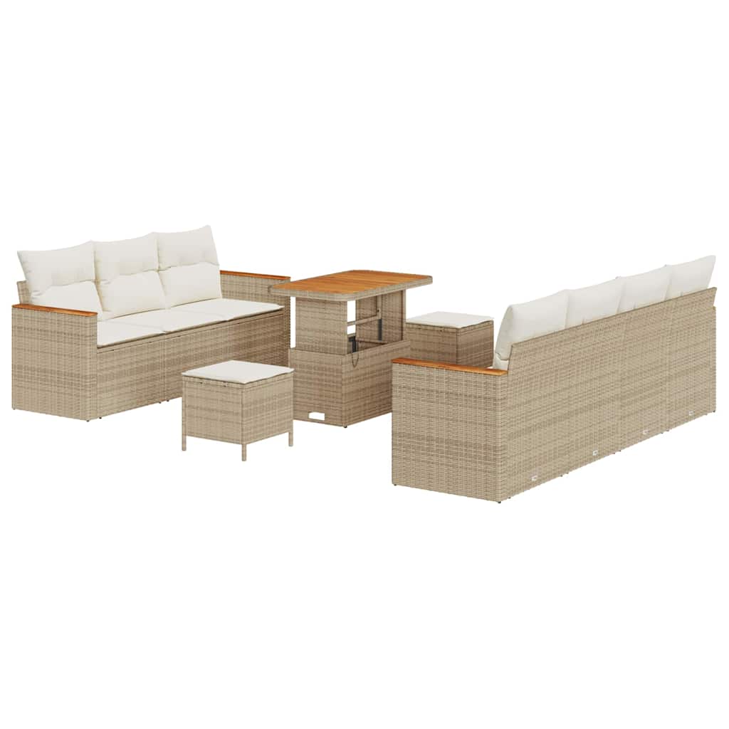 vidaXL Gartensofa-set 10 pcs Beige Poly-Rattan
