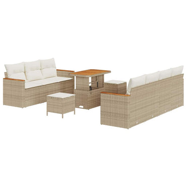 vidaXL Gartensofa-set 10 pcs Beige Poly-Rattan