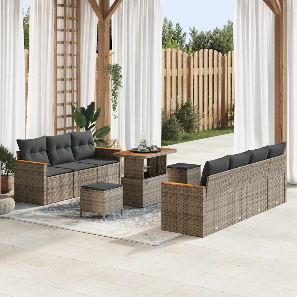 Gartensofa-set 10 pcs Grau Poly-Rattan