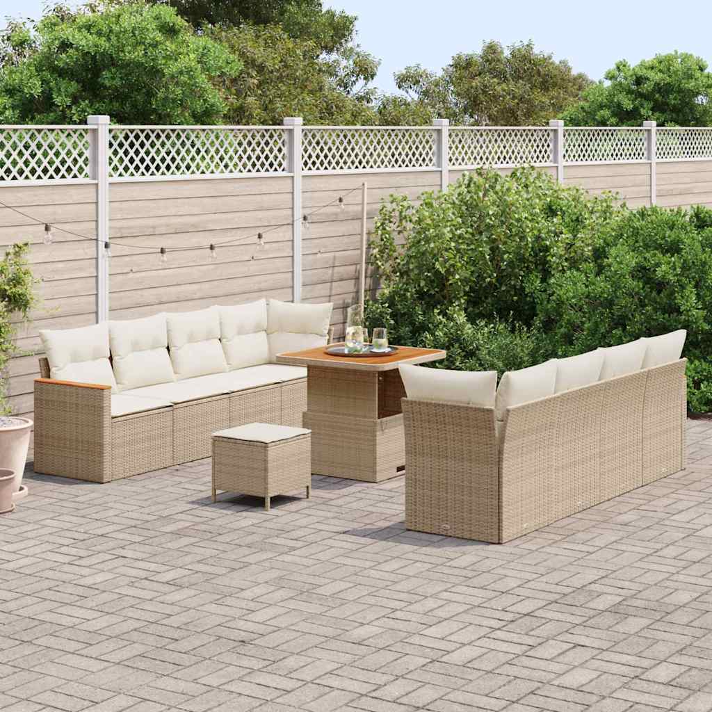vidaXL Gartensofa-set 11 pcs Beige Poly-Rattan