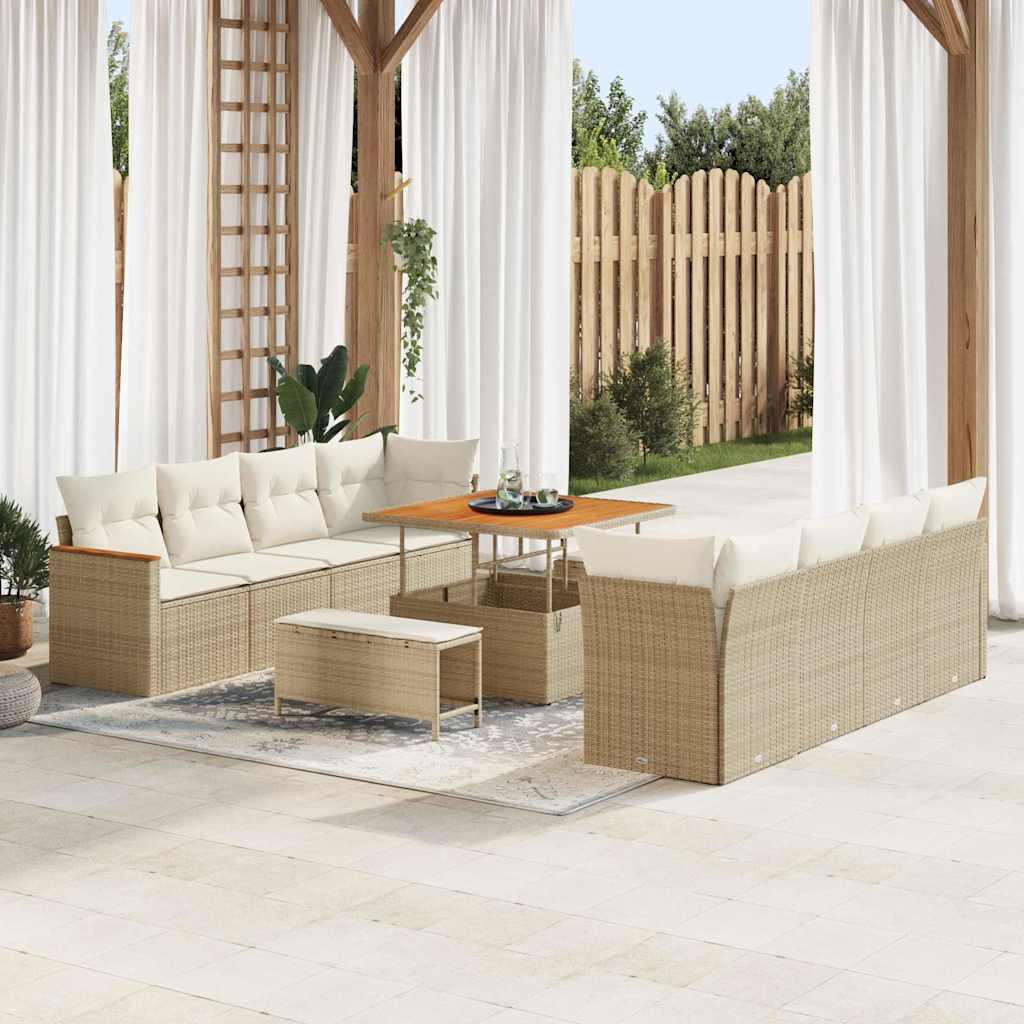 Gartensofa-set 11 pcs Beige Poly-Rattan