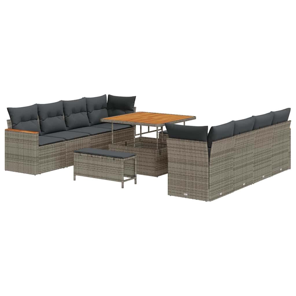 Gartensofa-set 11 pcs Grau Poly-Rattan