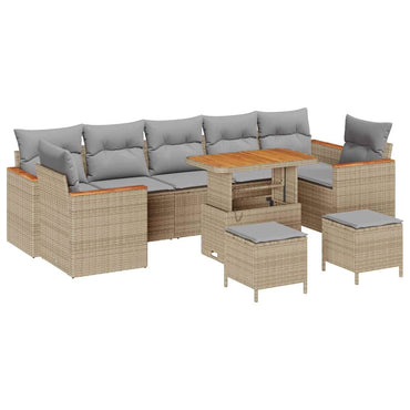vidaXL Salon de jardin 10 pcs Beige résine tressée
