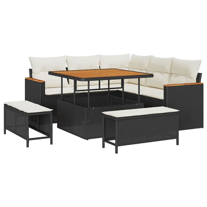 Gartensofa-set 8 pcs Schwarz Poly-Rattan