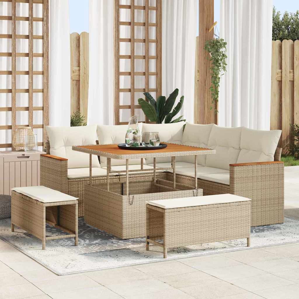 vidaXL Salon de jardin 8 pcs Beige Résine tressée