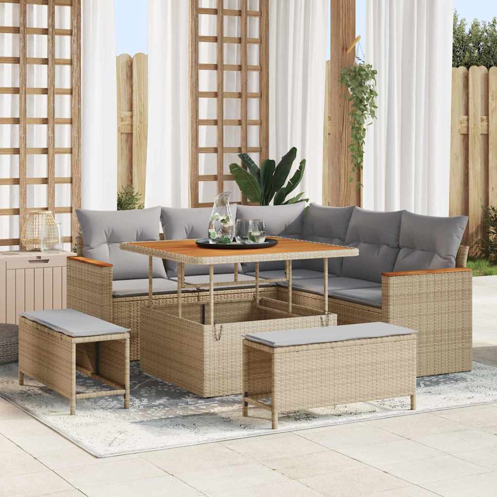 Gartensofa-set 8 pcs Beige Poly-Rattan