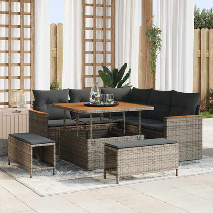 Gartensofa-set 8 pcs Grau Poly-Rattan