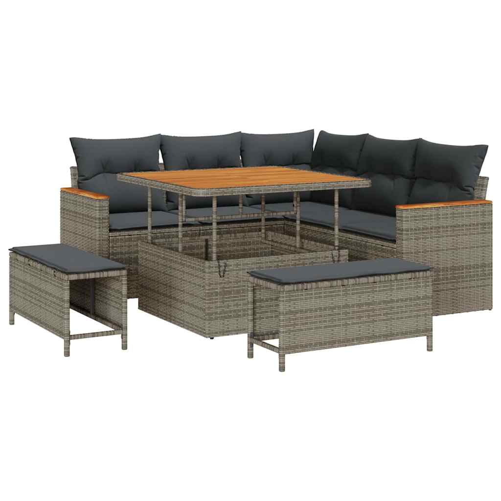 Gartensofa-set 8 pcs Grau Poly-Rattan
