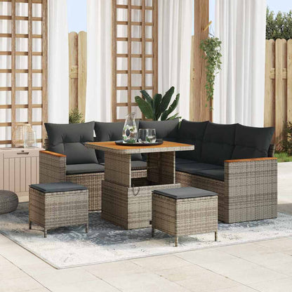 Gartensofa-set 8 pcs Grau Poly-Rattan