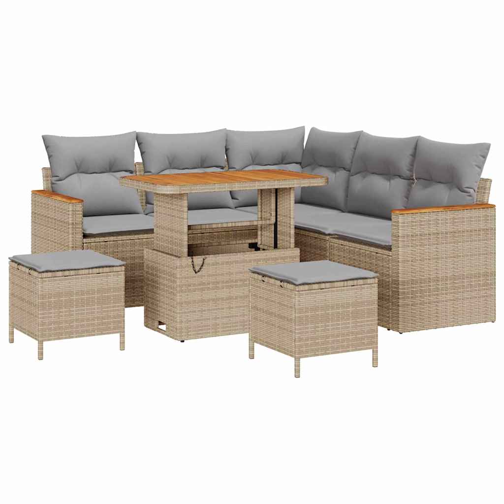 Gartensofa-set 8 pcs Beige Poly-Rattan