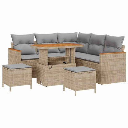 Gartensofa-set 8 pcs Beige Poly-Rattan