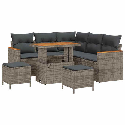 Gartensofa-set 8 pcs Grau Poly-Rattan