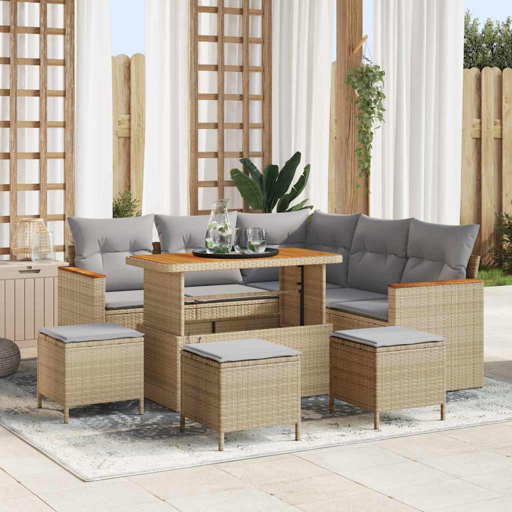 Gartensofa-set 9 pcs Beige Poly-Rattan