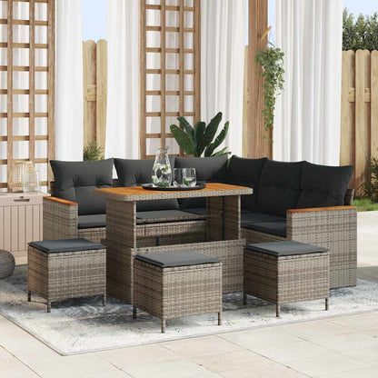 Gartensofa-set 9 pcs Grau Poly-Rattan
