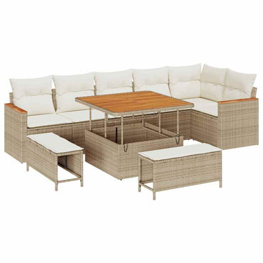 vidaXL Ensemble de canapés de jardin 9 pcs Beige Poly rotin